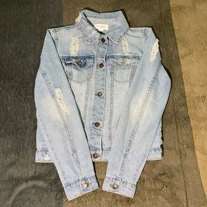 Distressed Denim Jacket Size Small